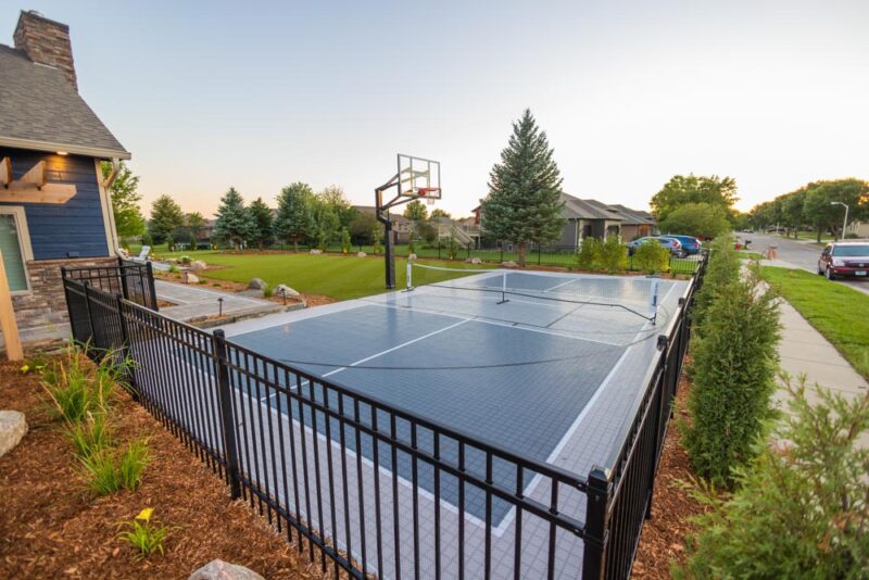 Basketball court near backyard, Weller Brothers Landscaping