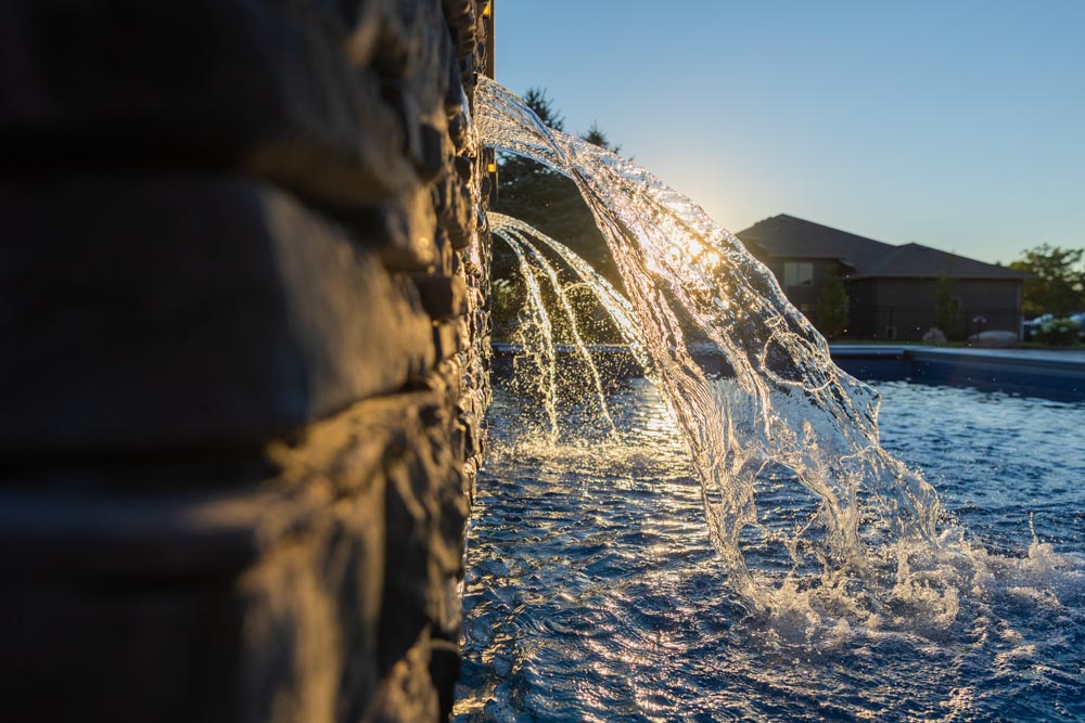 In pool water feature, Weller Brothers Landscaping