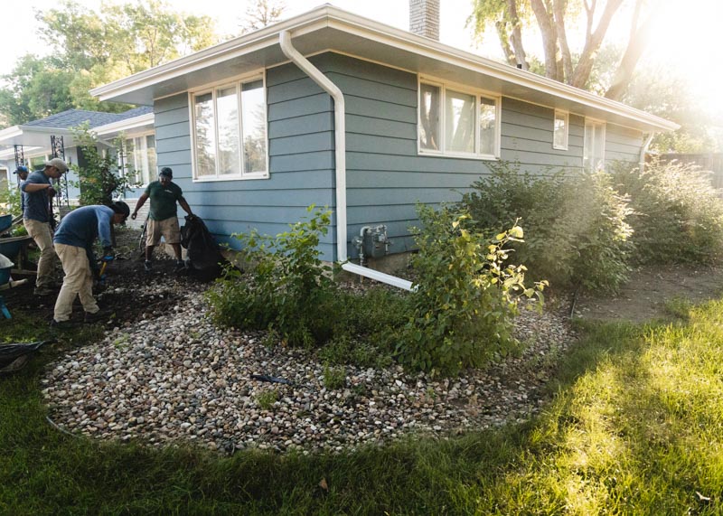 front of a home with old landscaping