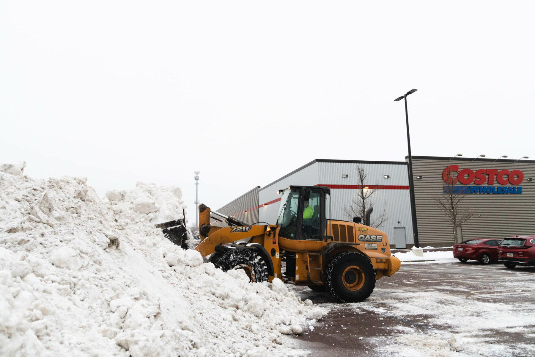 snow removal in large parking lot in sioux falls