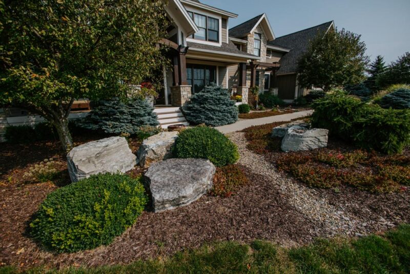 Shurbs and Bushes in Landscaping at front Door, Weller Brothers Landscaping