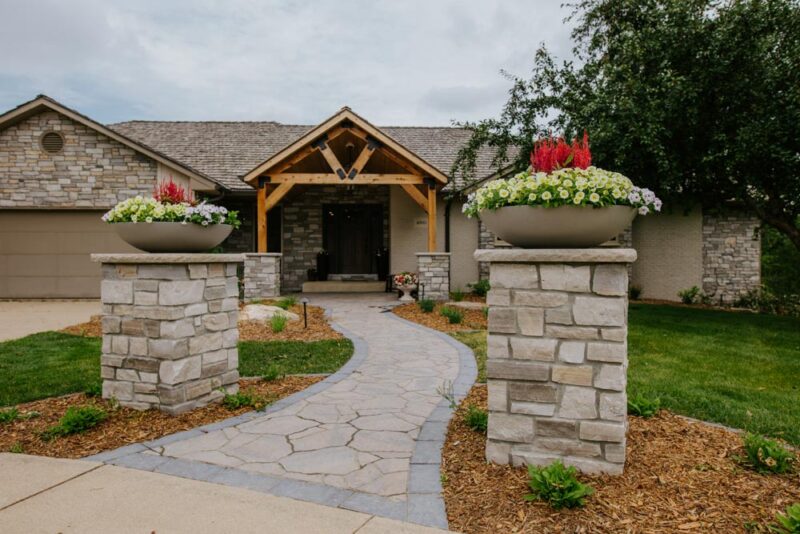 Raised planters lining a driveway, Weller Brothers Landscaping