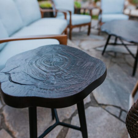 detail shot of outdoor living room table