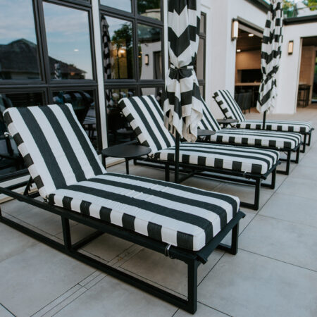 black and white pool loungers