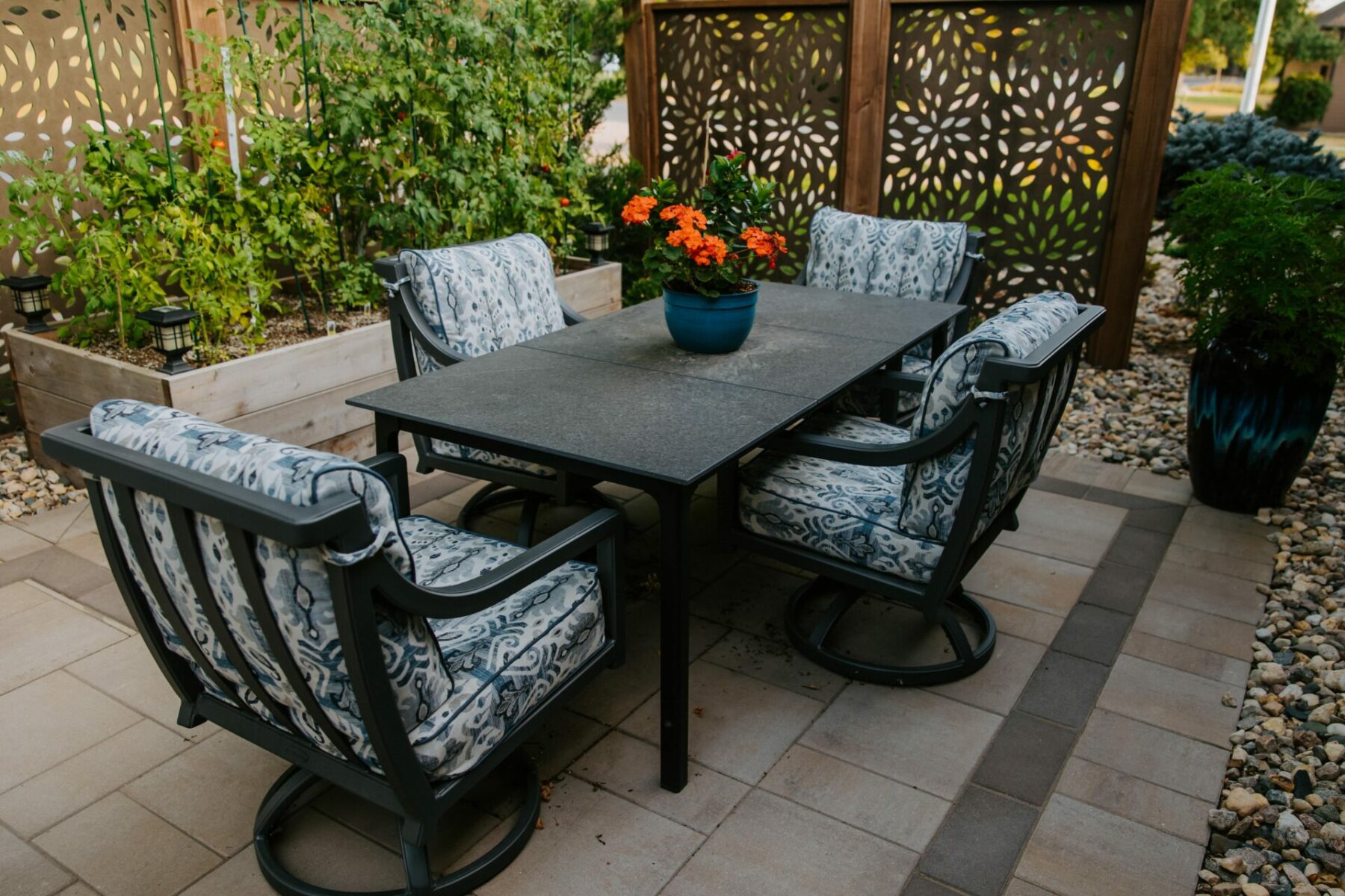 Outdoor Patio with Dining Table for Hosting