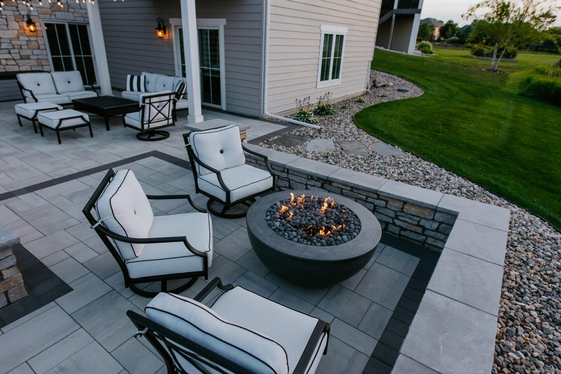 Outdoor Fireplace with Custom Furniture Design Services