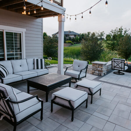 custom outdoor furniture and paver patio