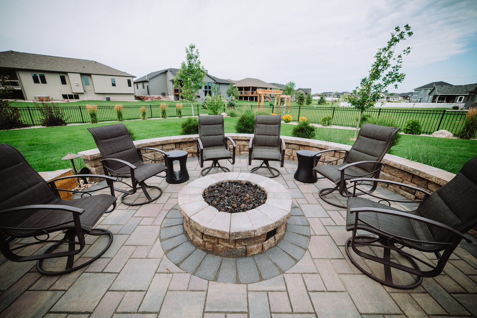 Midwest patio with custom firepit