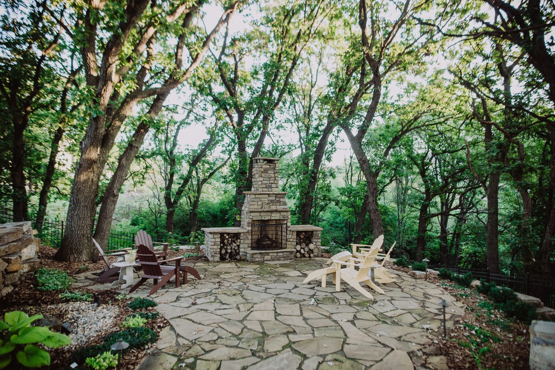 custom outdoor fireplace project by Weller Brothers Landscaping