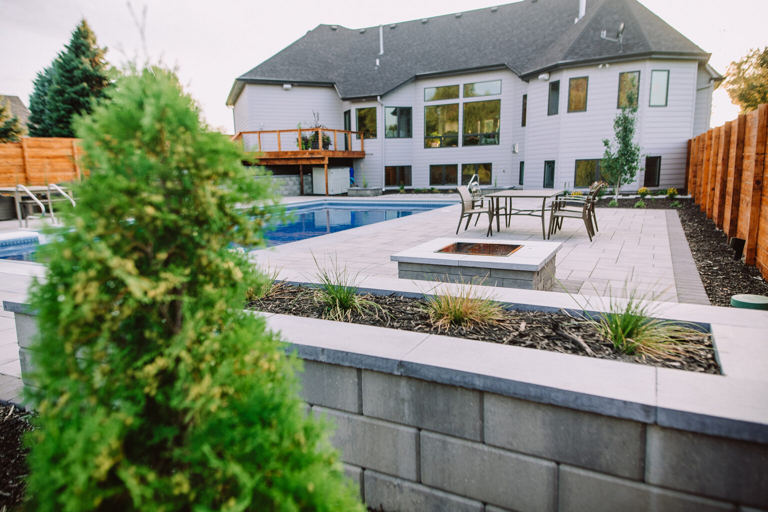 backyard pool and landscaping project in the midwest