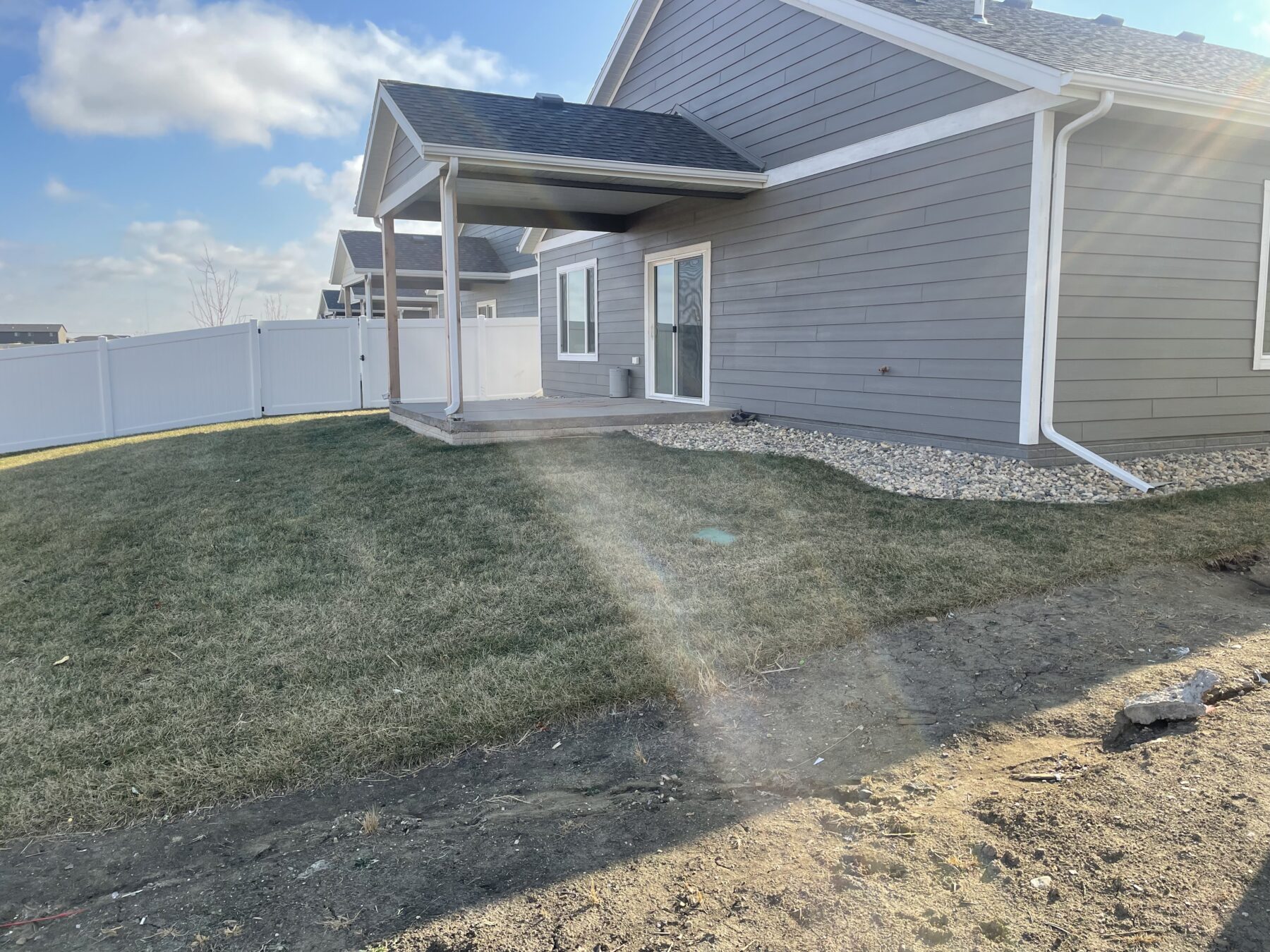 Backyard of a new build before adding landscaping