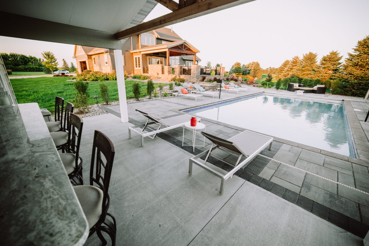 outdoor living space with lounge chairs