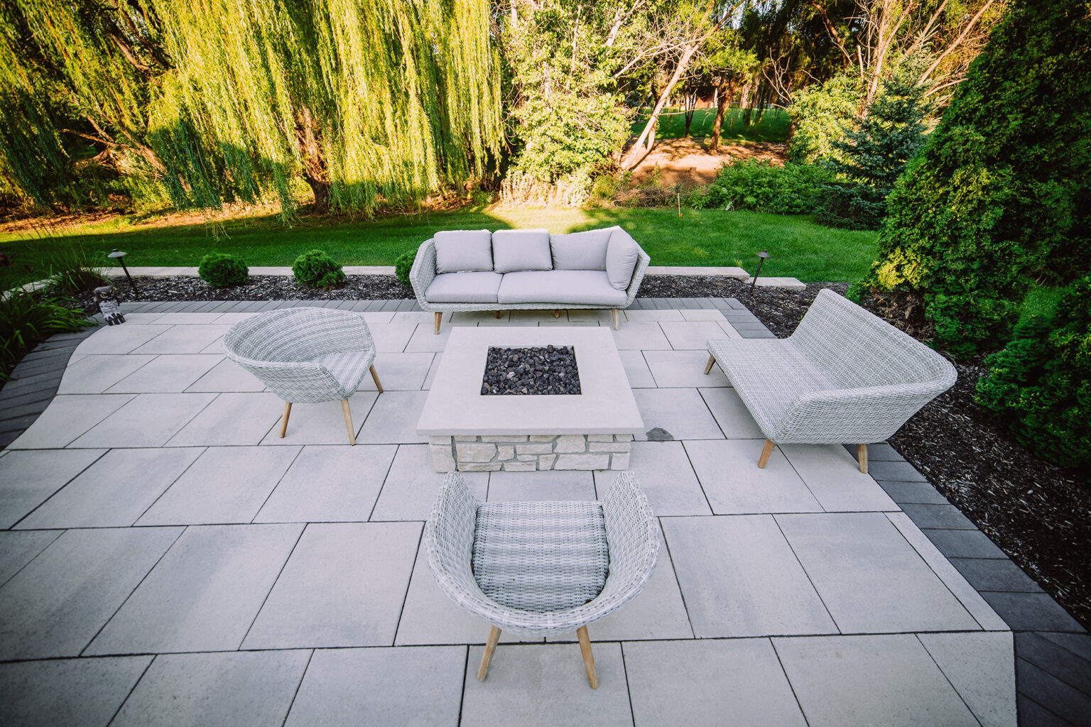 custom outdoor seating in backyard