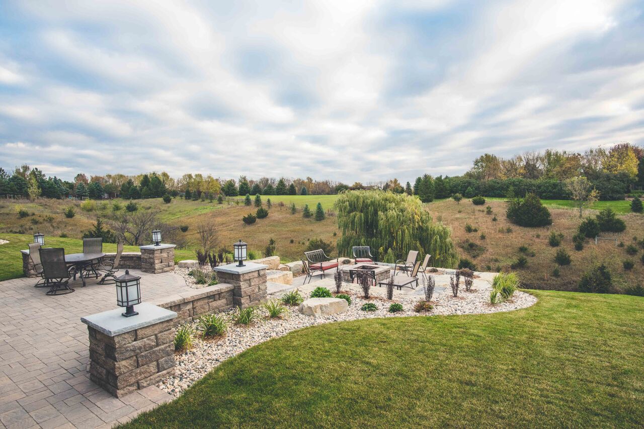 Countryside terrace landscaping project by Weller Brothers in South Dakota and Minnesota