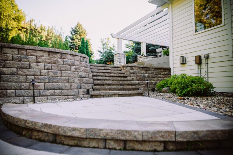 Rock retaining walls with stairs, Weller Brothers Landscaping
