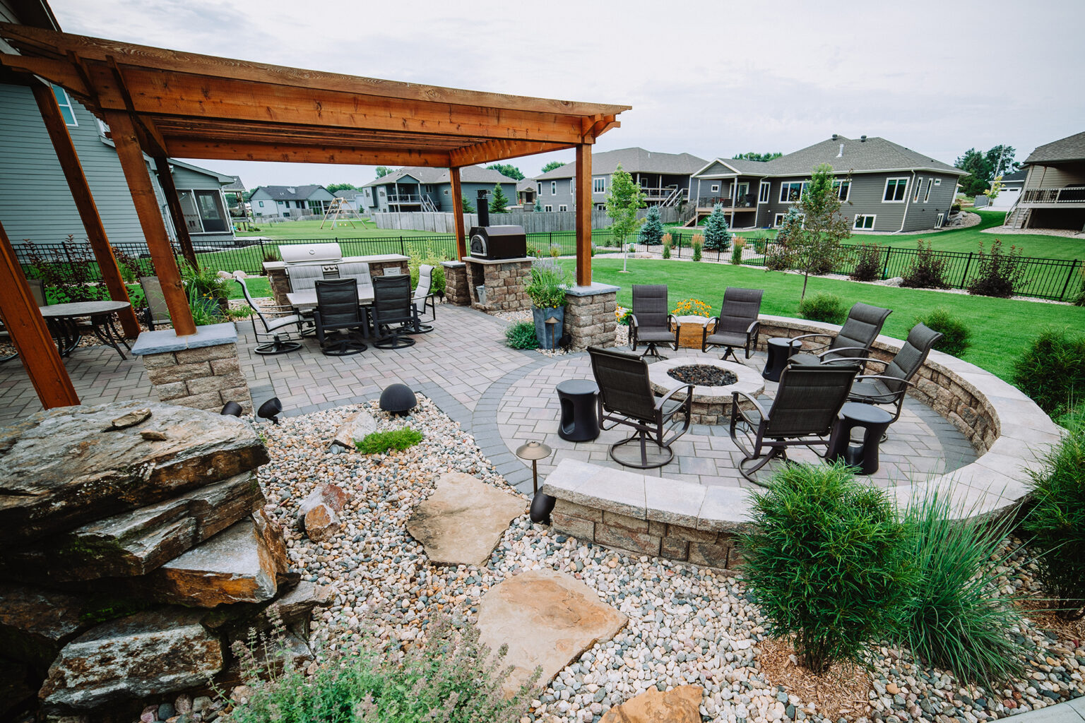 custom backyard for entertaining by Weller Brothers Landscaping