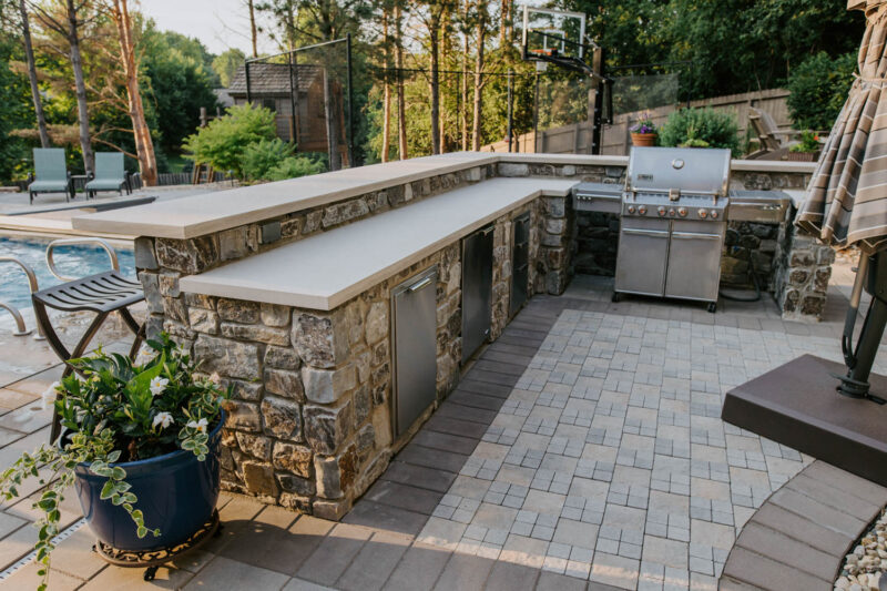 Outdoor Kitchen with Floral Landscaping, Weller Brothers Landscaping