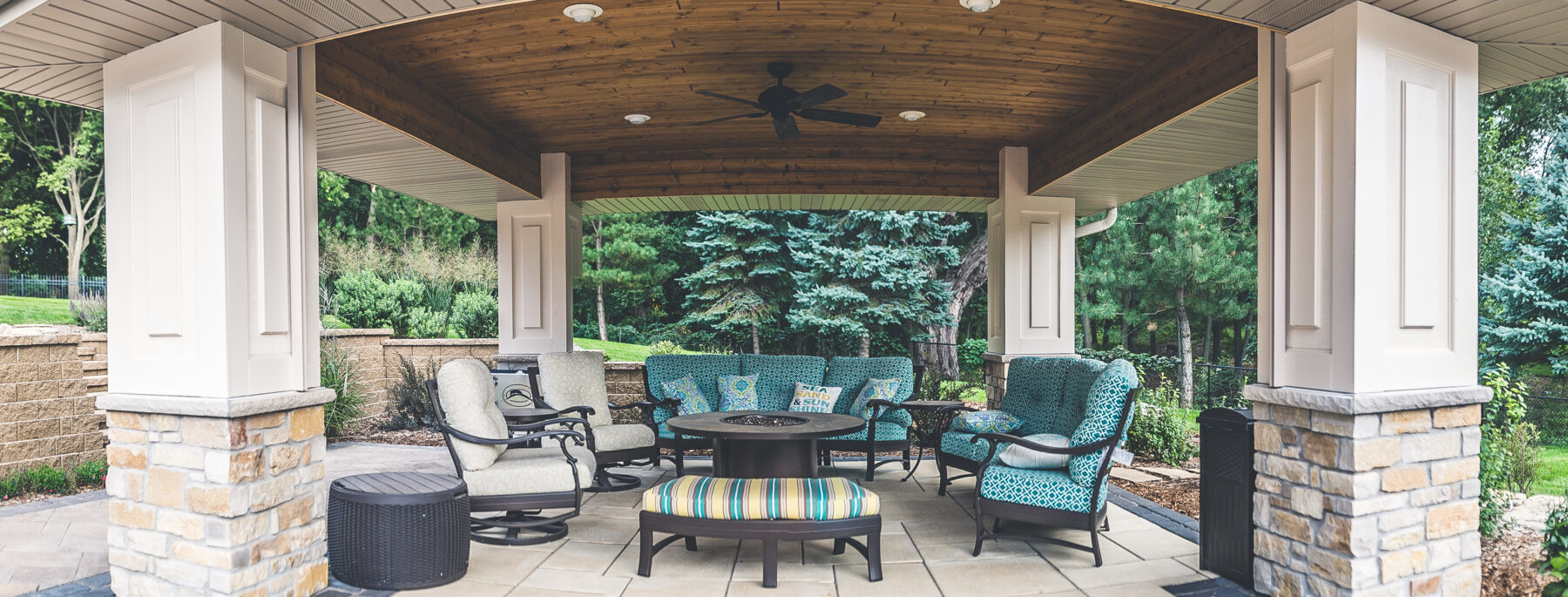 backyard cabana with outdoor furniture