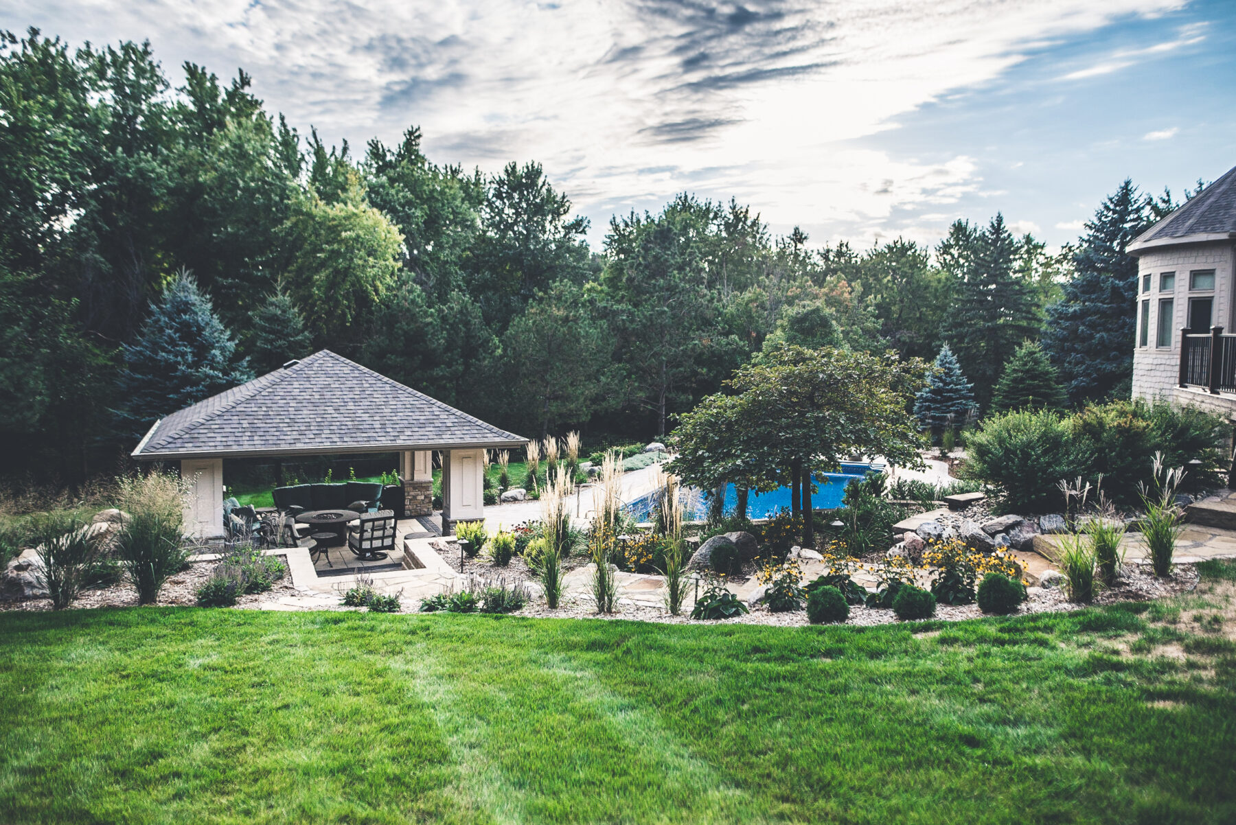 beautiful backyard Midwest landscaping transformation
