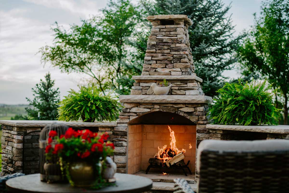 Custom masonry fireplace by Weller Brothers