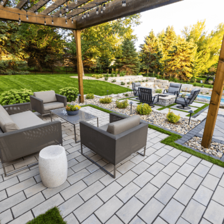 paver patio under a pergola