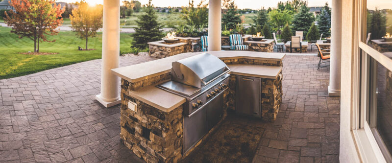 Outdoor Kitchen on a Back Porch, Weller Brothers Landscaping