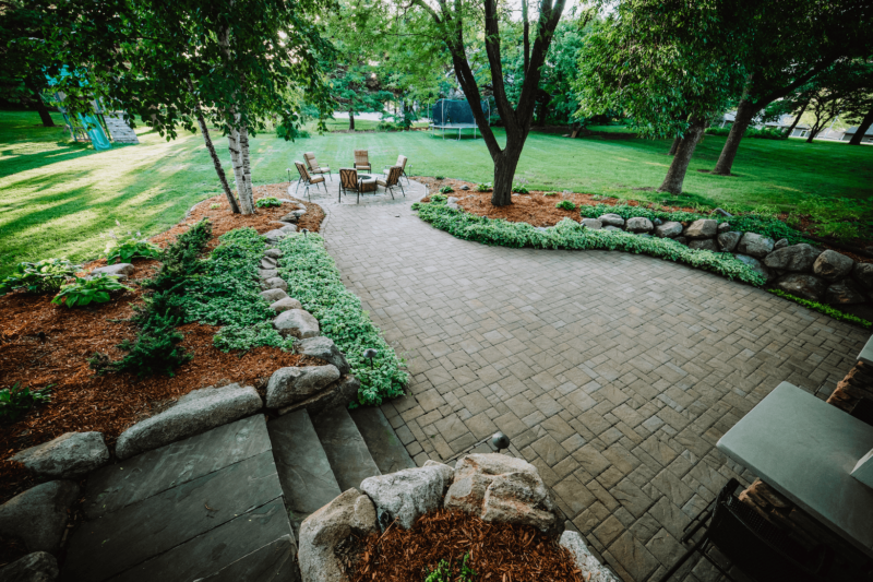 Shady backyard patio