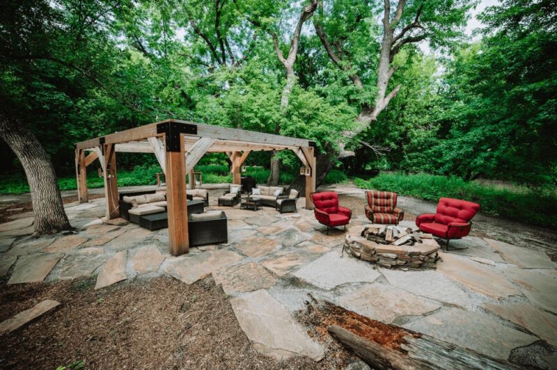 Relaxed Outdoor Patio with a Pergola