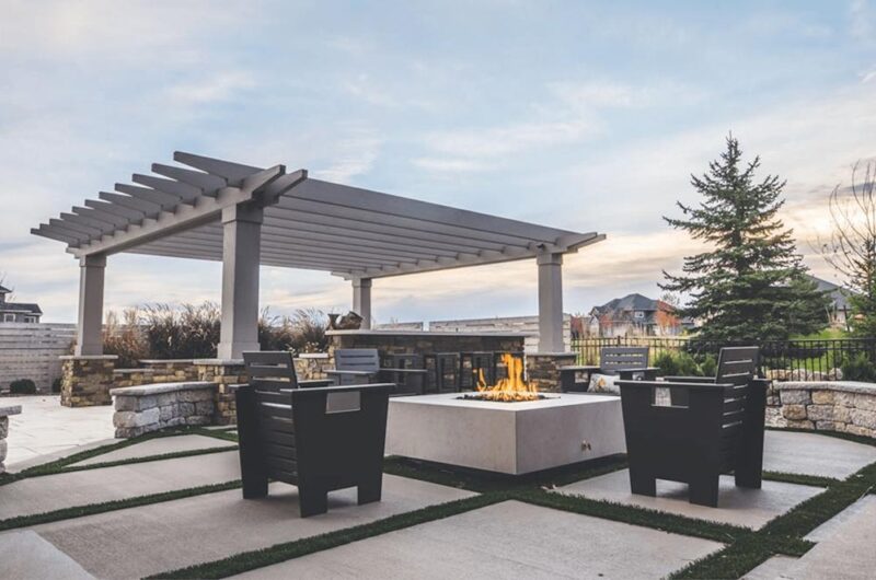 Pergola with Firepit and entertainment area, Weller Brothers Landscaping