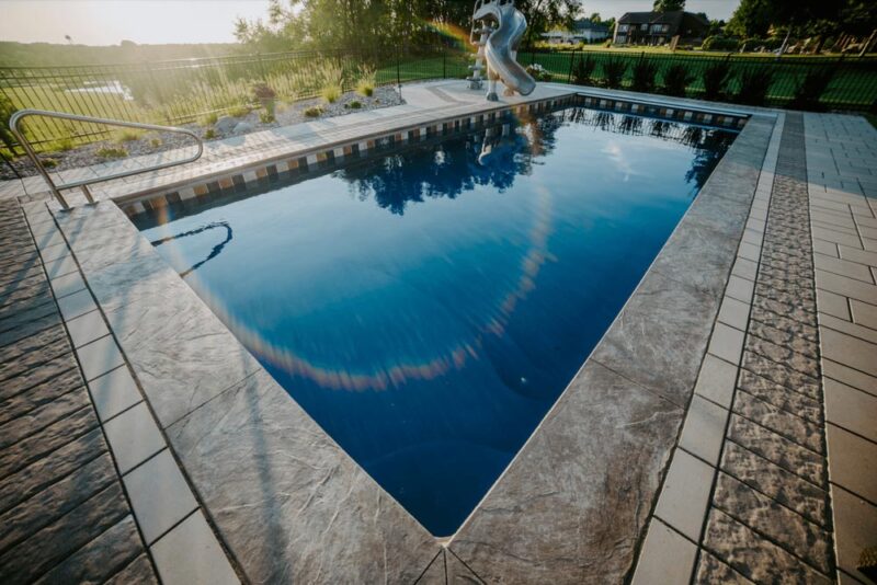 Residential backyard pool in South Dakota