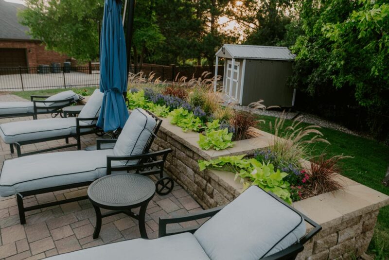 Raised Planter behind a pool patio, Weller Brothers Landscaping