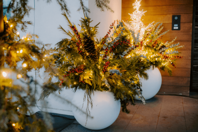 Winter pots on the front porch