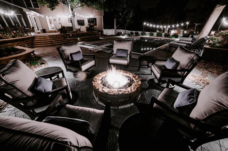 Landscape Lighting Near a Firepit with patio, Weller Brothers Landscaping