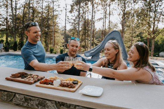 family enjoying wine