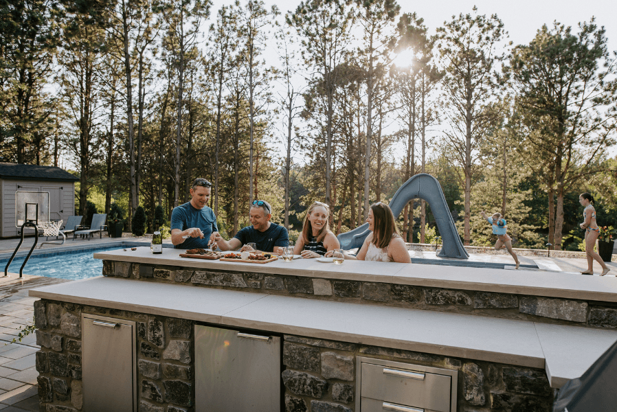 family in the backyard