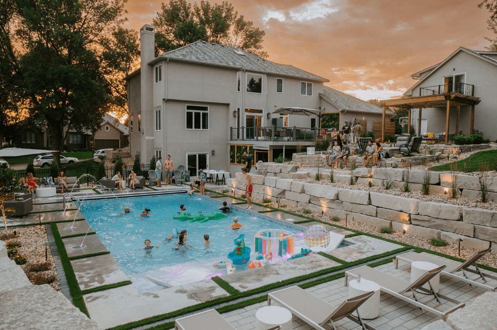 Beautiful evening pool party