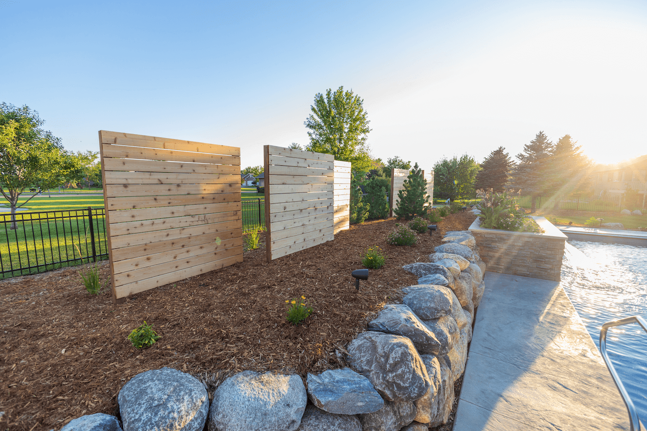 mulch and privacy wall