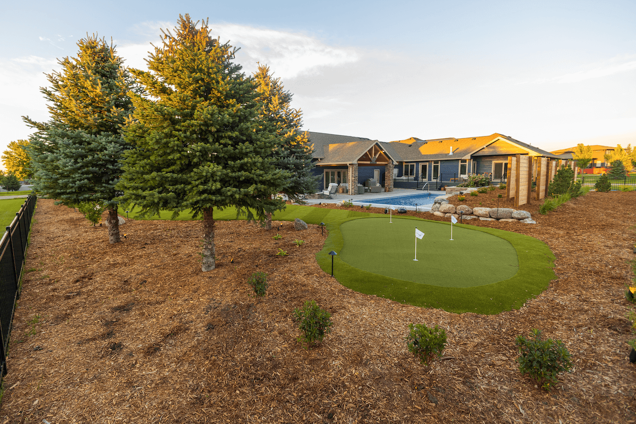 backyard mulch and putting green in Sioux Falls