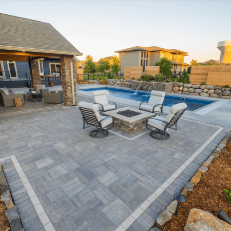 Techobloc paver patio and fire pit