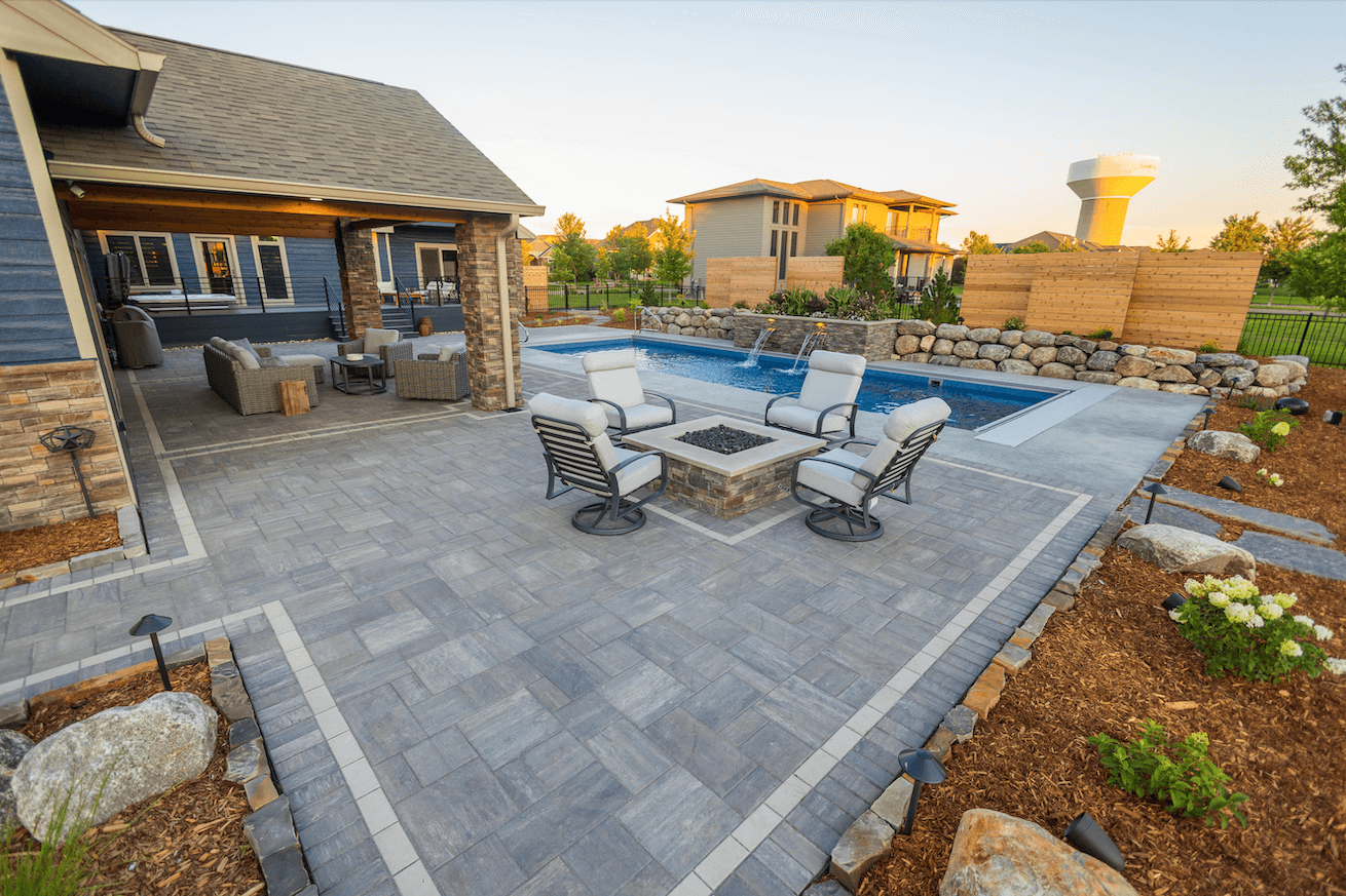 Techobloc paver patio and fire pit