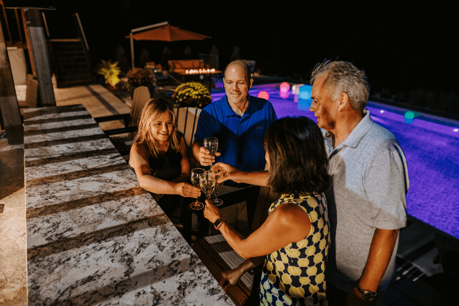 Friends in outdoor kitchen