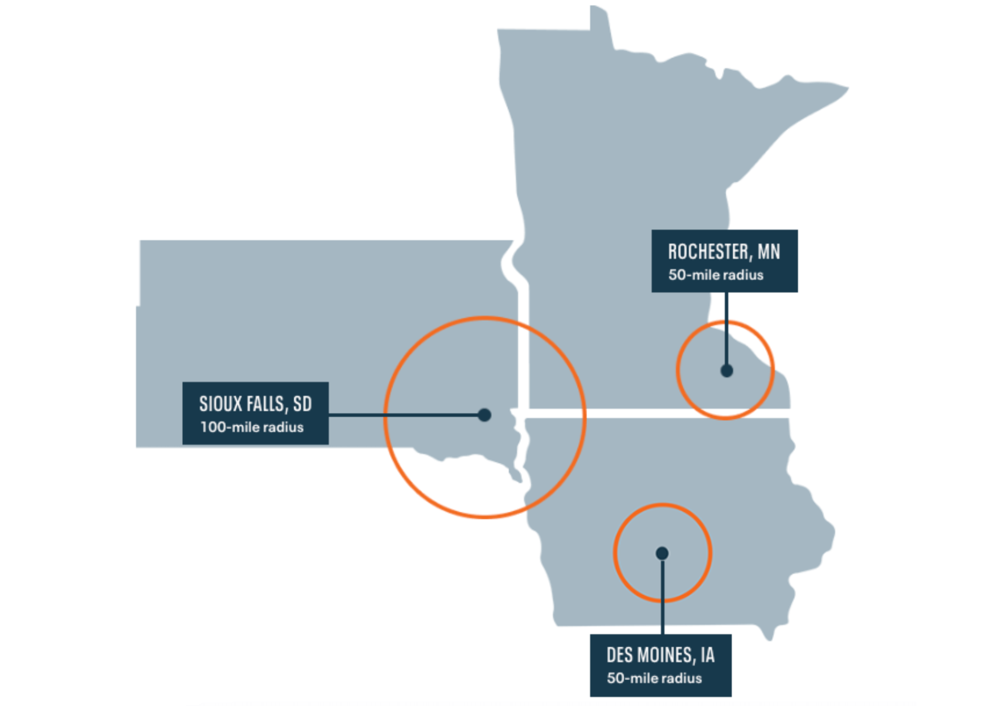 Midwest service map of Weller Brothers Landscaping