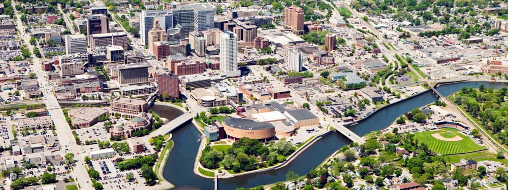 Ariel view of downtown Sioux Falls, SD