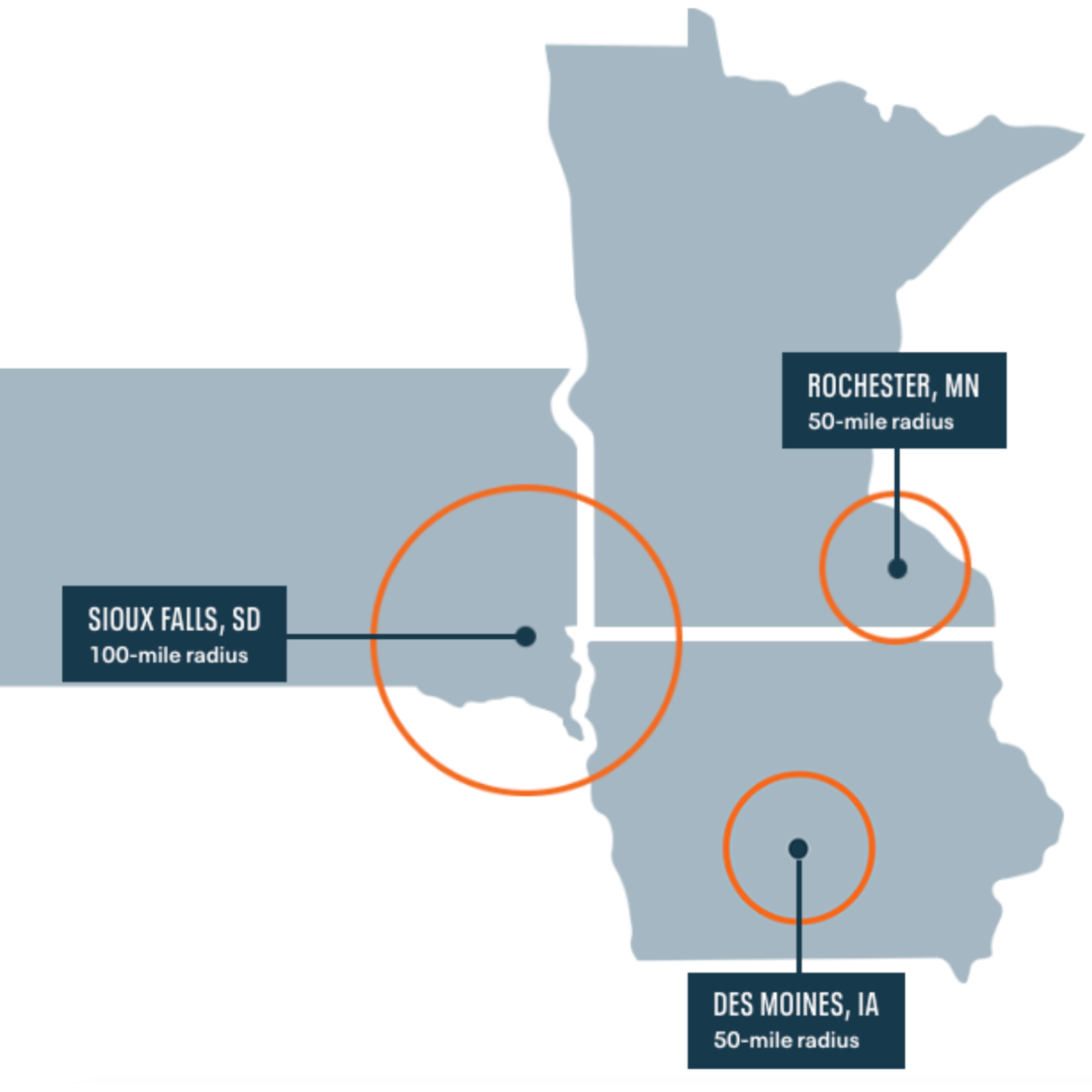 Midwest service map of Weller Brothers Landscaping