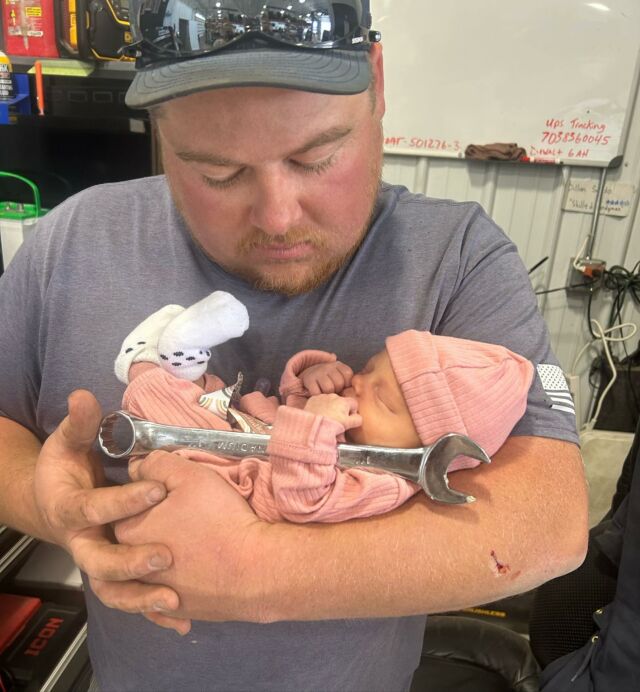 Our Sioux Falls fleet mechanic Dillan has a new apprentice in the shop. It’ll take some time before she’s able to hold that wrench up but we have full confidence in her!