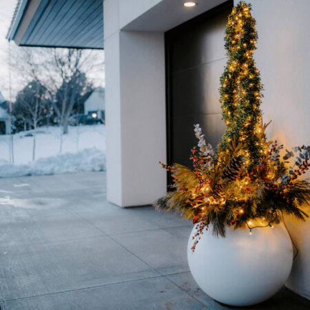 custom planter with wreath