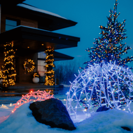 holiday lights in front of a sioux falls home