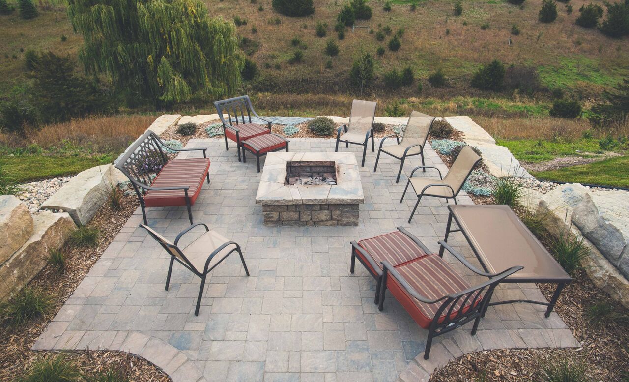 outdoor seating area with fire pit
