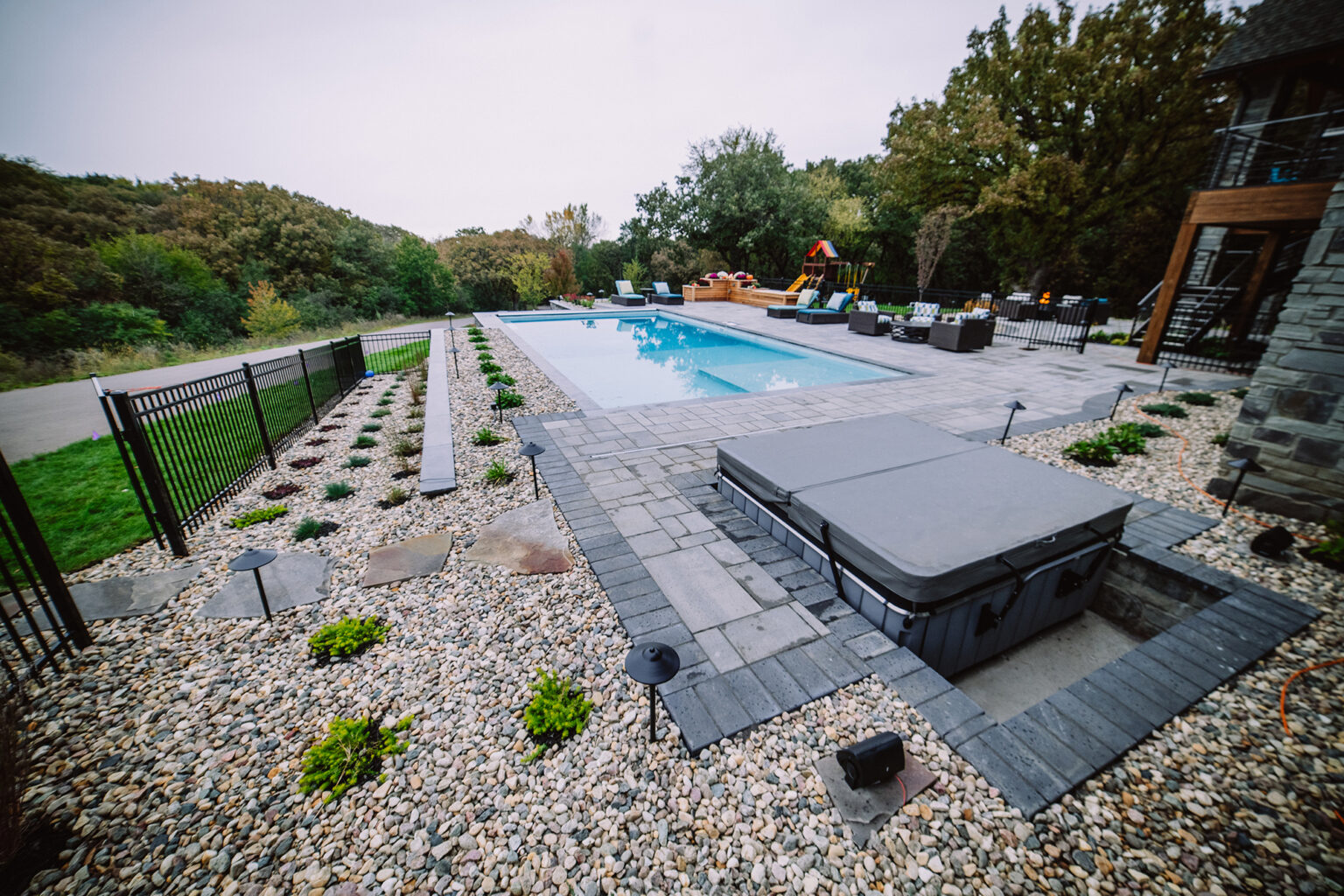 backyard private pool in Sioux Falls